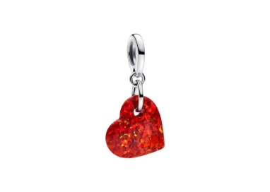 CHARM COLGANTE CORAZÓN ROJO OPALESCENTE
