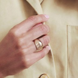ANILLO ANCHO TOFFEE CHAPADO ORO 18KL