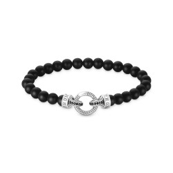 PULSERA DE PLATA CUENTAS DE OBSIDIANA
