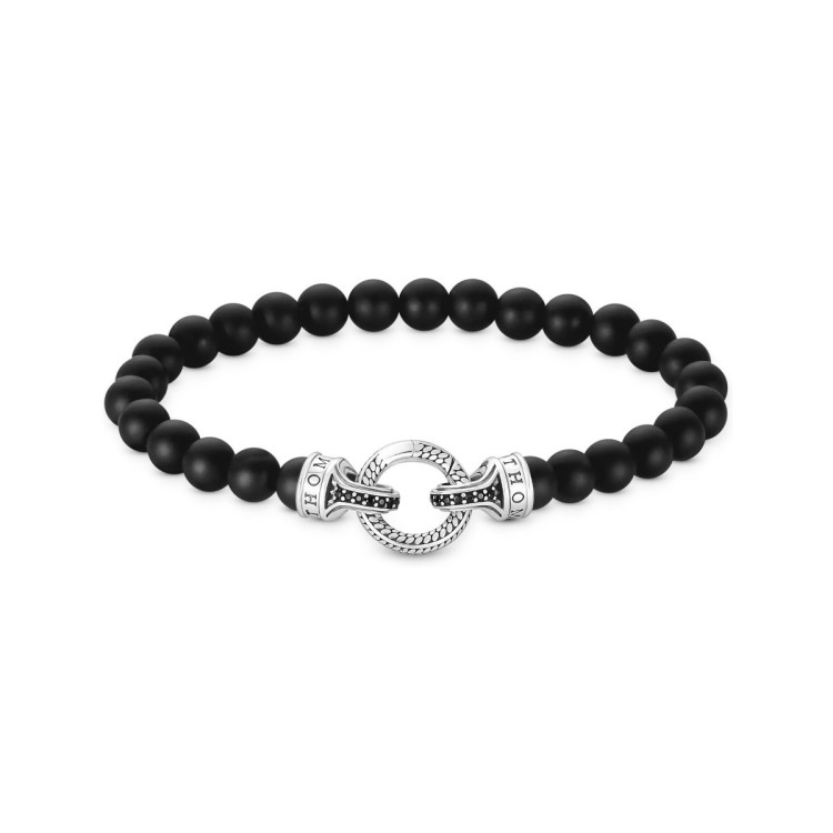 PULSERA DE PLATA CUENTAS DE OBSIDIANA