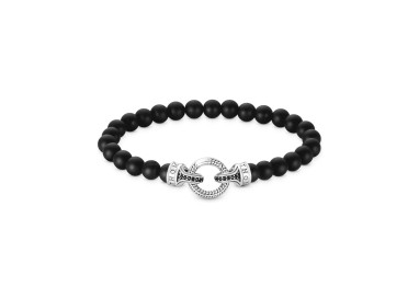 PULSERA DE PLATA CUENTAS DE OBSIDIANA