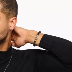 PULSERA DE PLATA CUENTAS DE OBSIDIANA