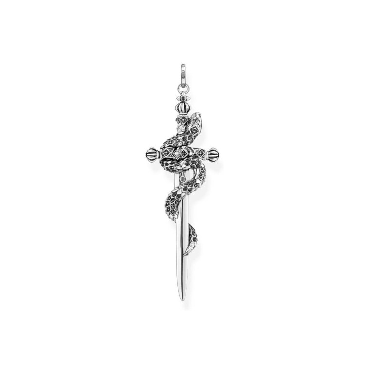 Colgante Espada con Serpiente Mística en Plata