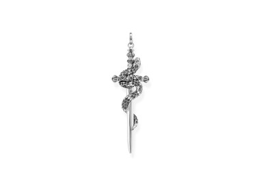 Colgante Espada con Serpiente Mística en Plata