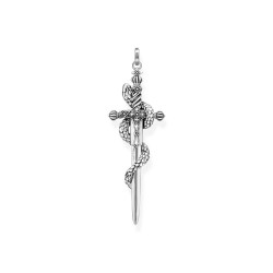 Colgante Espada con Serpiente Mística en Plata