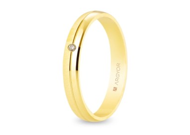 ALIANZA BRILLO/SATINADO CON DIAMANTE 3,5 MM
