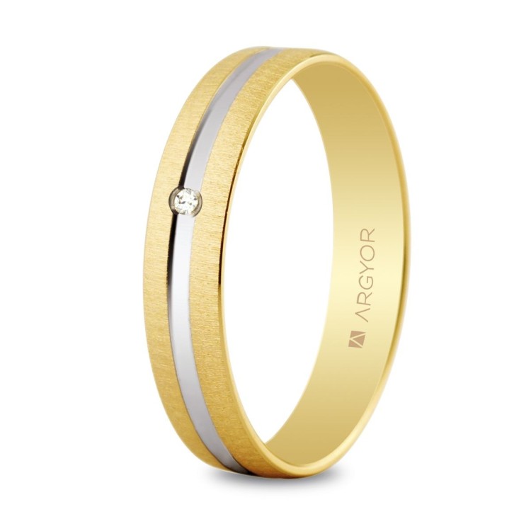 ALIANZA DE BODA BICOLOR Y DIAMANTE 4 MM