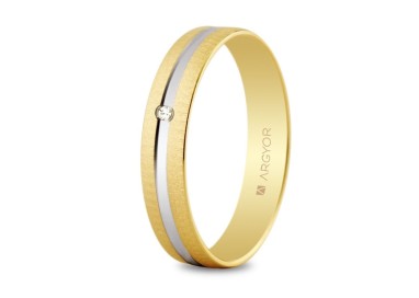 ALIANZA DE BODA BICOLOR Y DIAMANTE 4 MM
