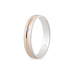 ALIANZA BICOLOR BLANCO-ROSA CON DIAMANTE 4 MM