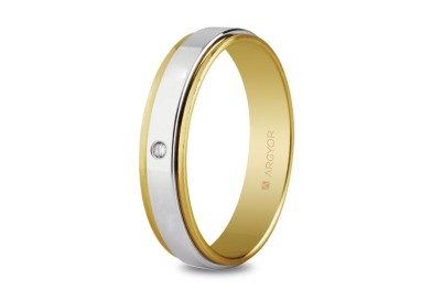 ALIANZA DE BODA BICOLOR Y DIAMANTE 5 MM