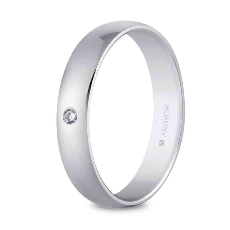 ALIANZA DE BODA ORO BLANCO CON DIAMANTE 4 MM
