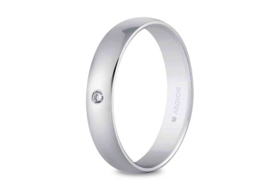 ALIANZA DE BODA ORO BLANCO CON DIAMANTE 4 MM