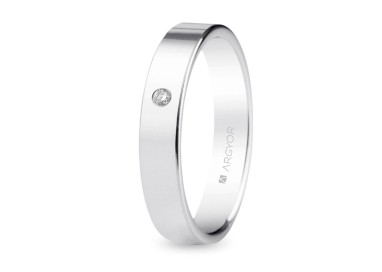 ALIANZA DE ORO BLANCO CON DIAMANTE 4 MM