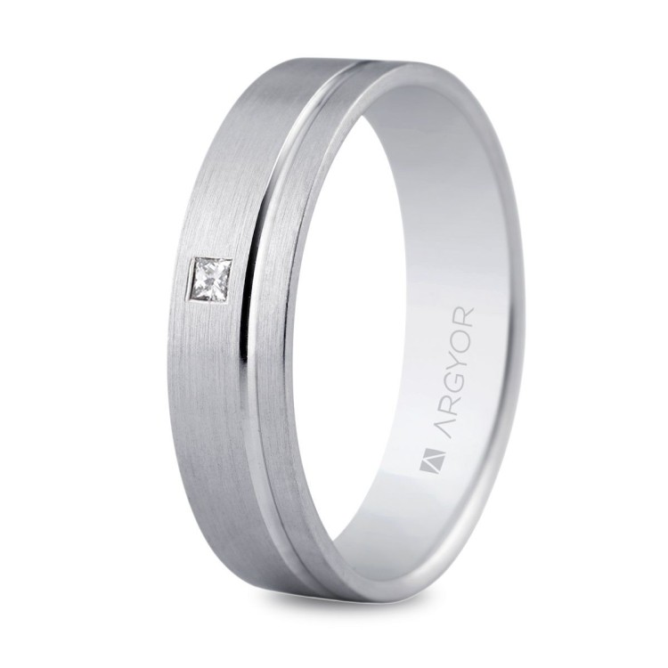 ALIANZA ORO BLANCO DIAMANTE 5 MM
