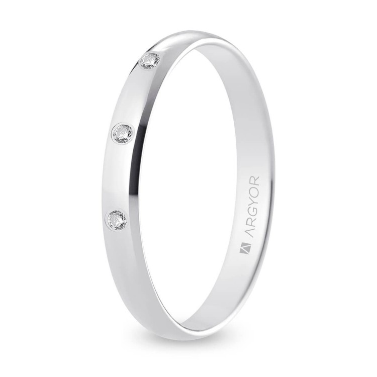 ALIANZA DE BODA ORO BLANCO Y DIAMANTES 3 MM